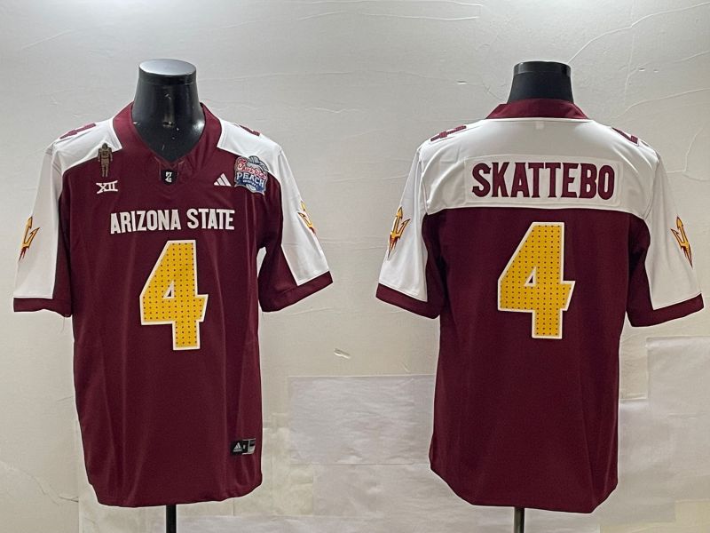 Men Arizona State Sun Devils #4 Skattebo Red Thanksgiving three generations 2024 Nike Limited NCAA Jersey style 1->pittsburgh pirates->MLB Jersey